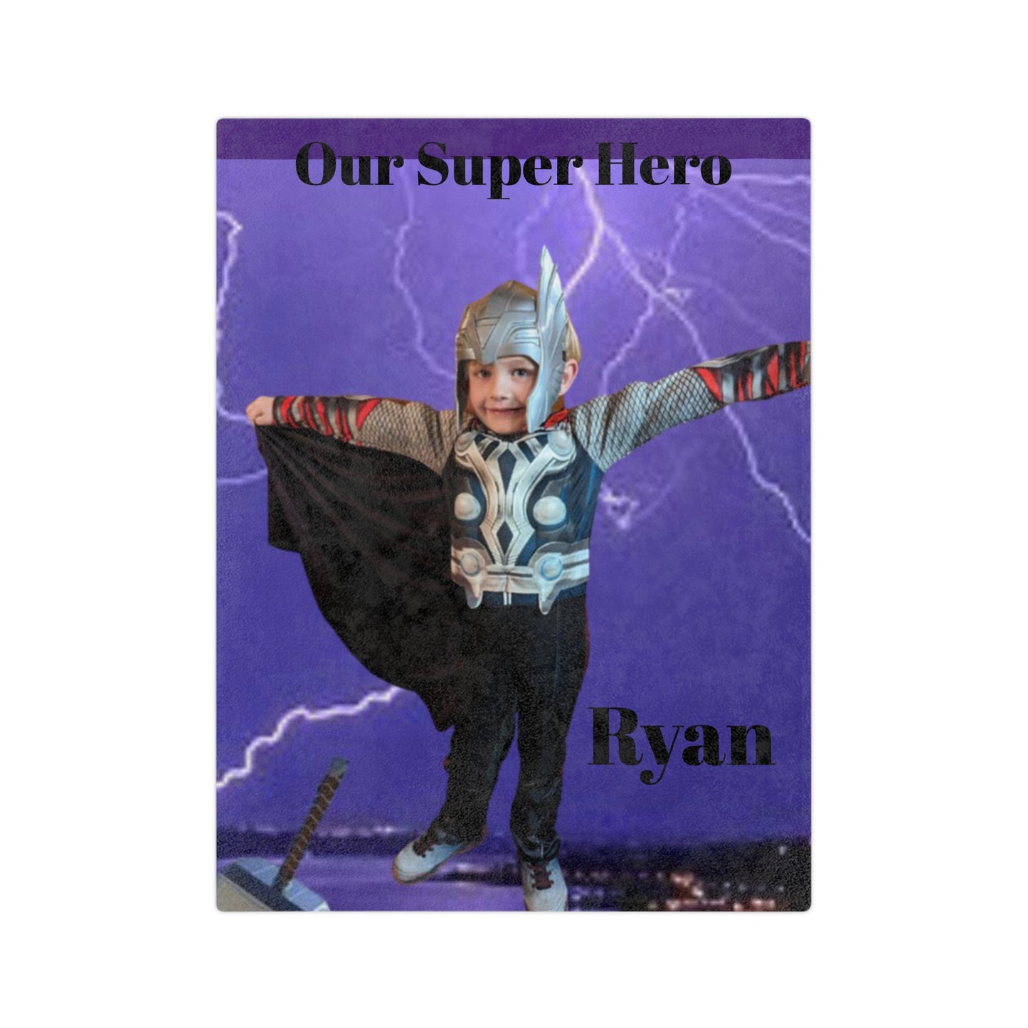 Personalized Our Super Hero Velveteen Microfiber Blanket 