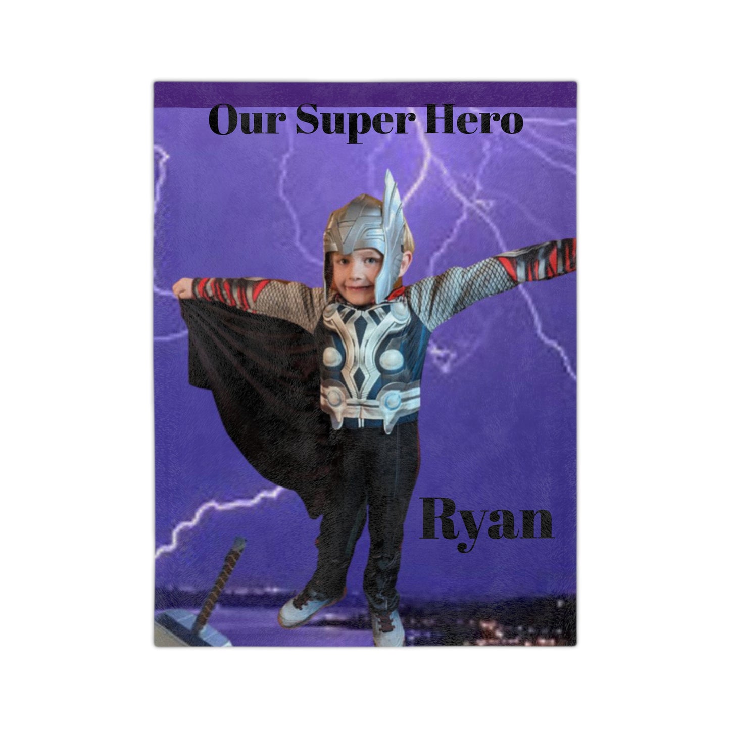 Personalized Our Super Hero Velveteen Microfiber Blanket 