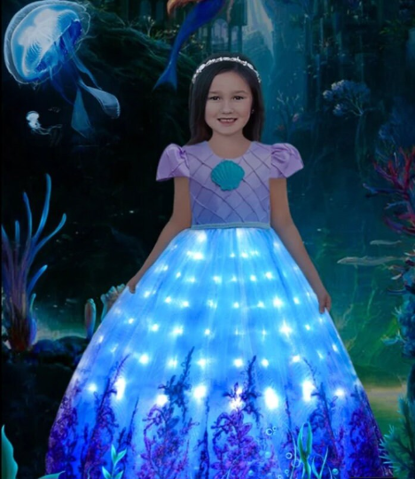 Beautiful Light Up Mermaid Costume Gown Disney inspired Princess Gown Girl Costume 