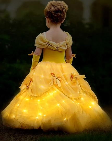 Light up Belle Costume Disney inspired Princess Girl Halloween Costume 