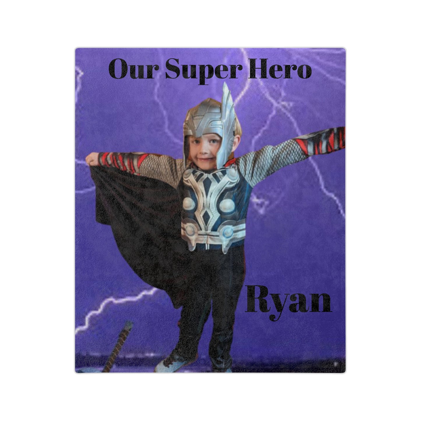 Personalized Our Super Hero Velveteen Microfiber Blanket 