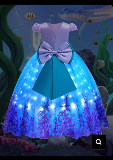 Beautiful Light Up Mermaid Costume Gown Disney inspired Princess Gown Girl Costume 