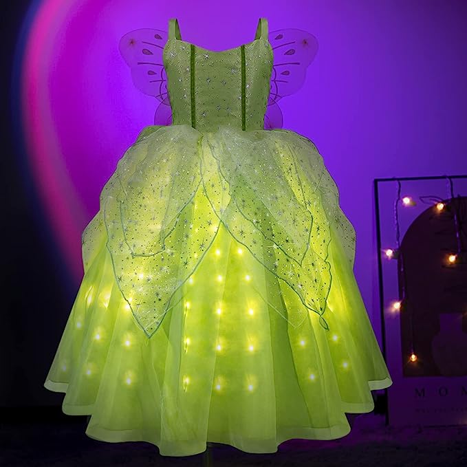 Gorgeous Tinker Bell Light up Dress and Wings Halloween Costume 