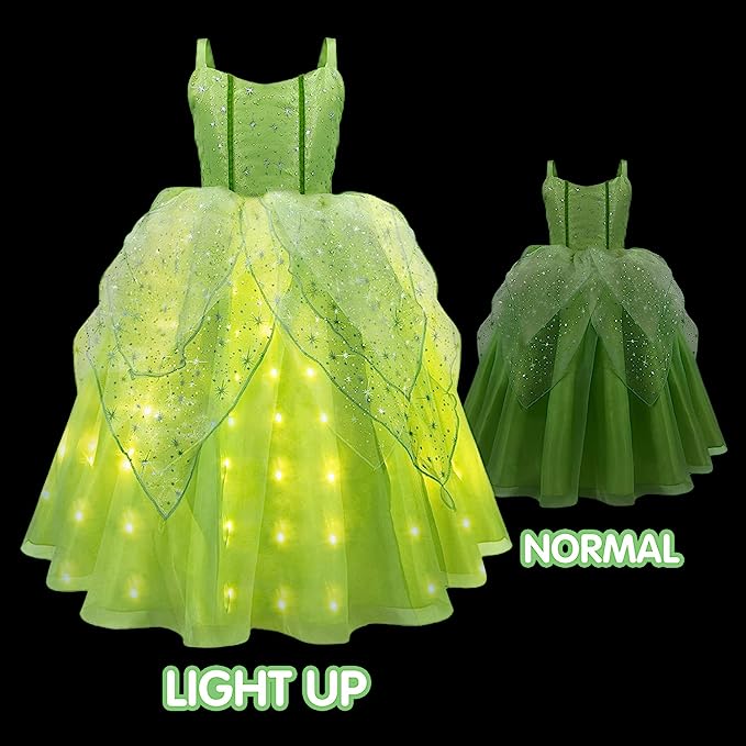 Gorgeous Tinker Bell Light up Dress and Wings Halloween Costume 