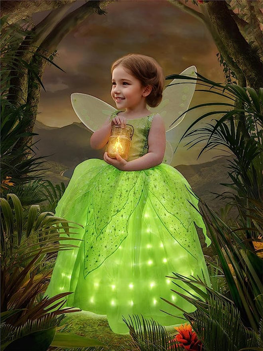 Gorgeous Tinker Bell Light up Dress and Wings Halloween Costume 