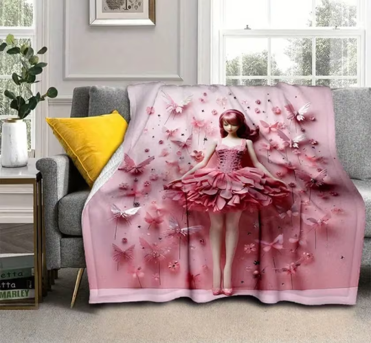 Beautiful ballerina girl flannel blanket 3D Printing Soft Girl Blanket 3 Sizes 