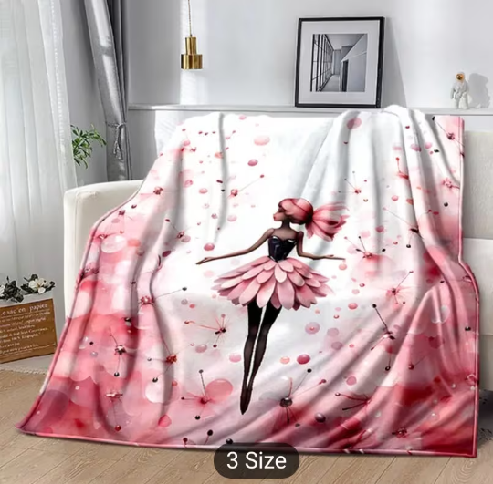 Beautiful ballerina girl flannel blanket 3D Printing Soft Girl Blanket 3 Sizes 