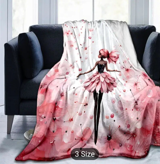 Beautiful ballerina girl flannel blanket 3D Printing Soft Girl Blanket 3 Sizes 