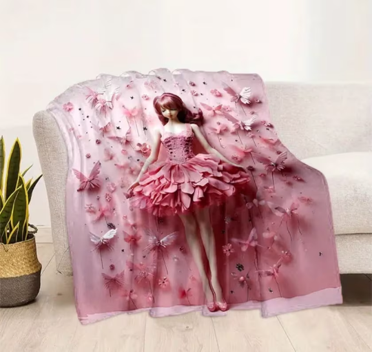 Beautiful ballerina girl flannel blanket 3D Printing Soft Girl Blanket 3 Sizes 