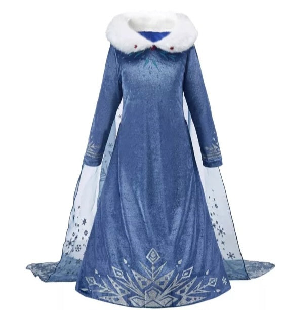 Enchanted Elsa Inspired Disney Dress with Fur Color and Cape 