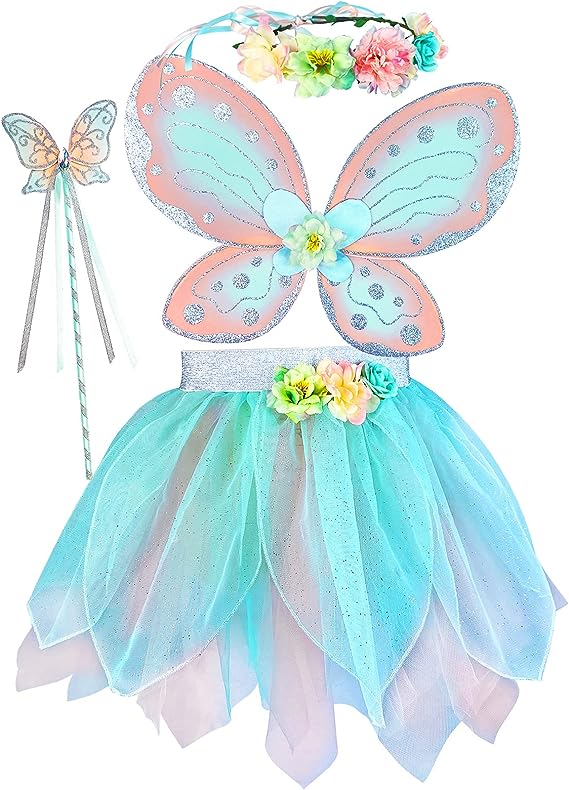 Beautiful Fairy Costume with delicate Glitter and Flower Tutu . 