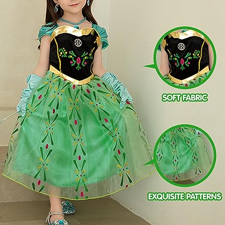 Light up Disney Inspired Anna Princess Gown Girl Halloween Costume 