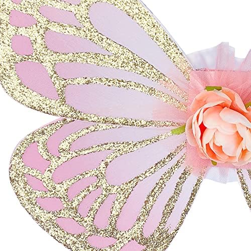 Elegant Fairy Costume with delicate Glitter and Flower Tutu . 