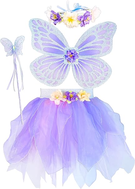 Elegant Purple Fairy Costume with delicate Glitter and Flower Tutu . 