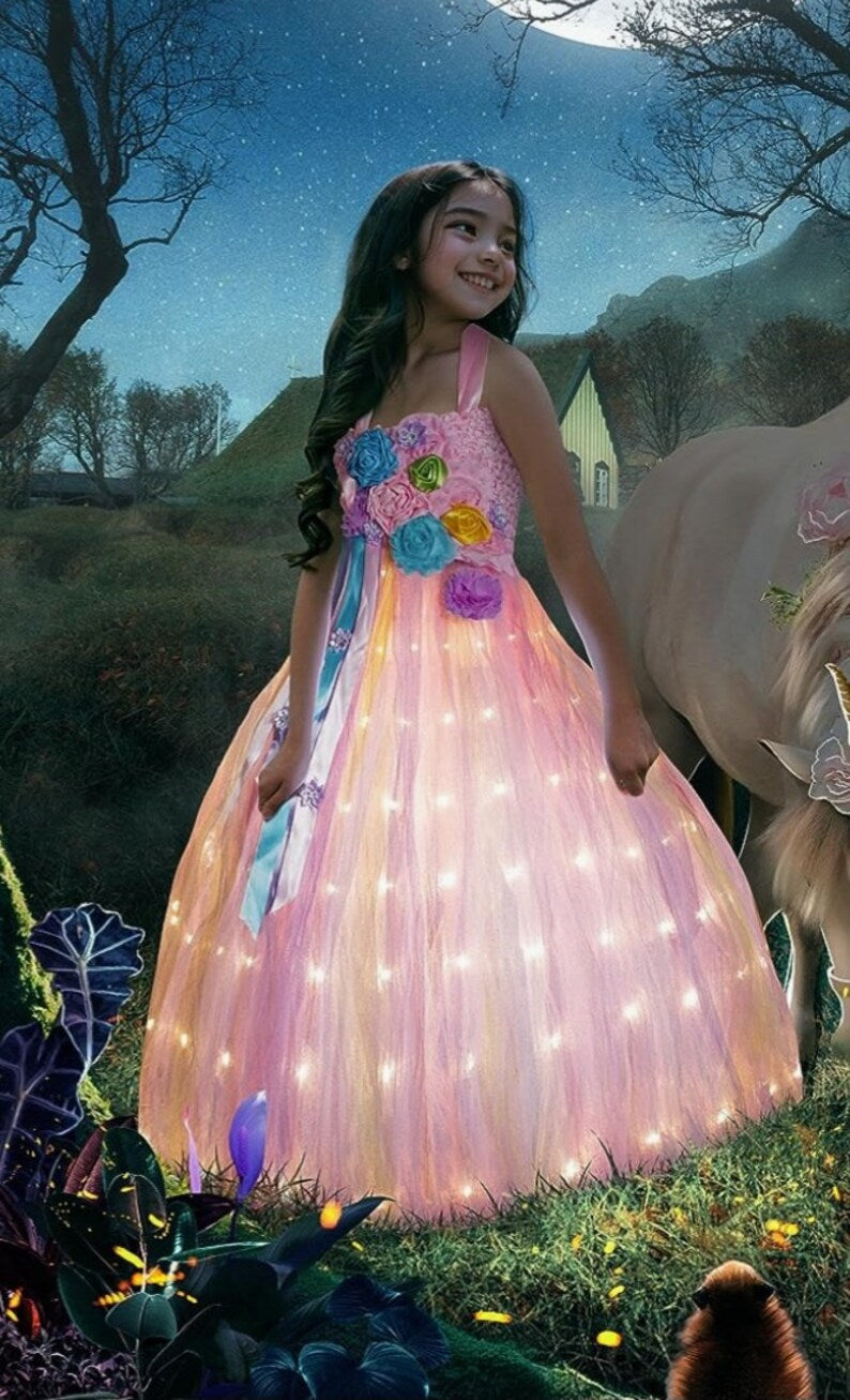 Beautiful Unicorn Light up Disney inspired Princess Costume with Lights 