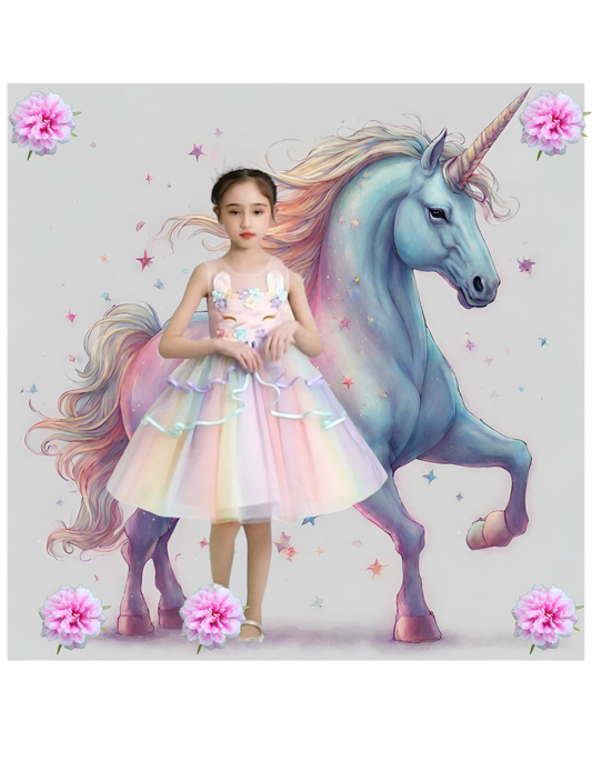 Unicorn Dress with Wings and Unicorn Headpiece 