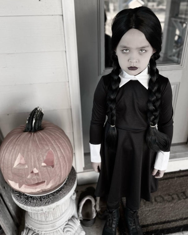 Wednesday Addams Halloween Costume with High Socks. Girl Costume 